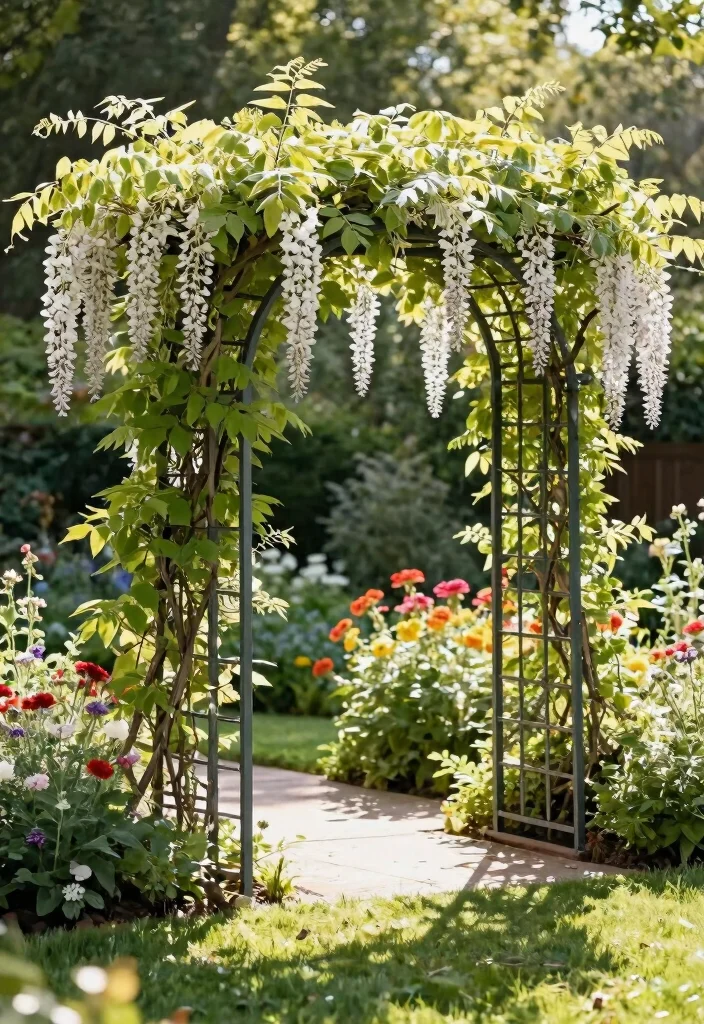14 Front Yard Fence Ideas That Add Privacy Without Blocking Light - 8. Metal Trellis with Vines 1
