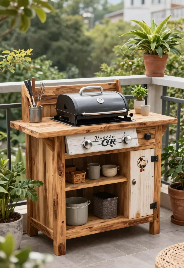14 Grill for Balcony Ideas That Don't Violate Fire Codes - 14. DIY Balcony Grilling Station 1