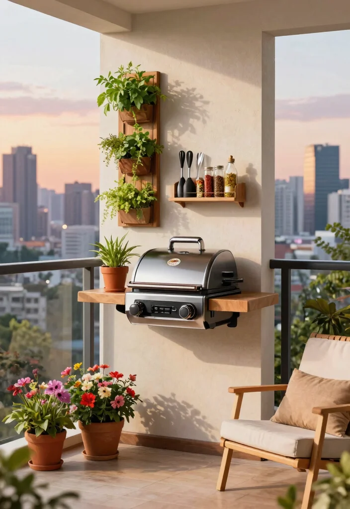 14 Grill for Balcony Ideas That Don't Violate Fire Codes - 2. Wall-Mounted Grills: Grill and Chill 1