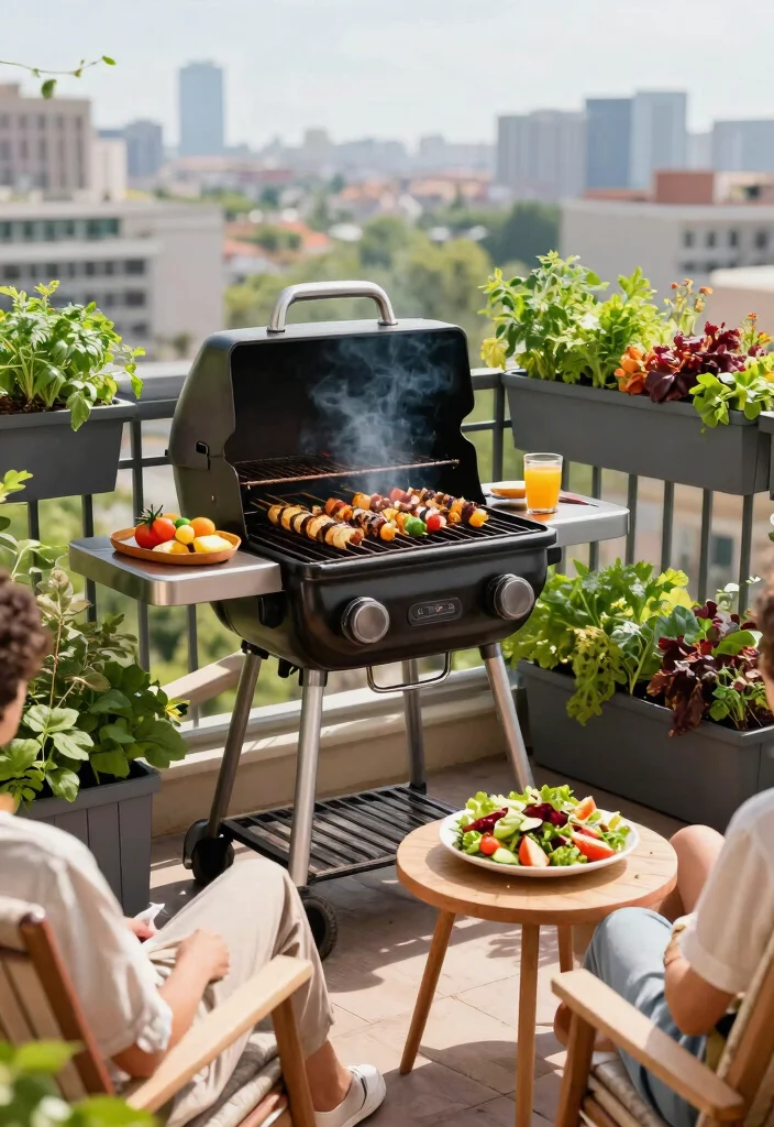 14 Grill for Balcony Ideas That Don't Violate Fire Codes - 4. Grill and Garden Combo: Double the Fun 1