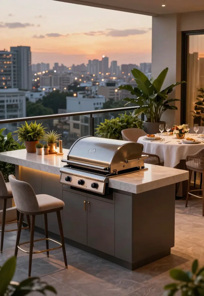 14 Grill for Balcony Ideas That Don't Violate Fire Codes - 7. Built-In Balcony Grills: Luxury and Convenience 1