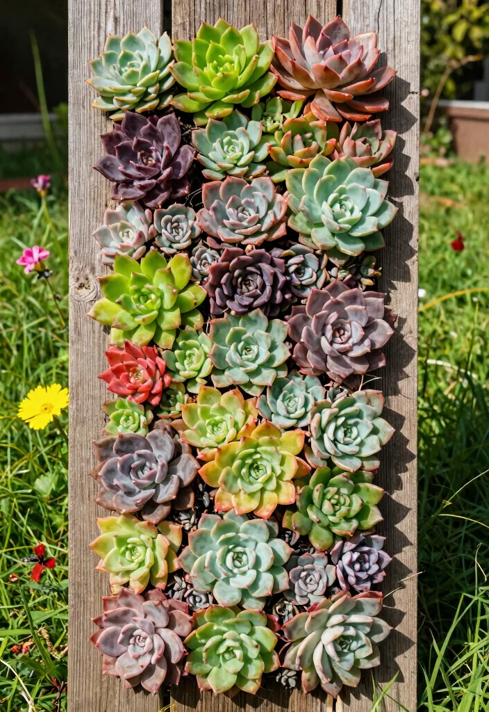 14 Outdoor Fence Decor Ideas That Survive Wind and Rain - 1. Vertical Succulent Garden 1
