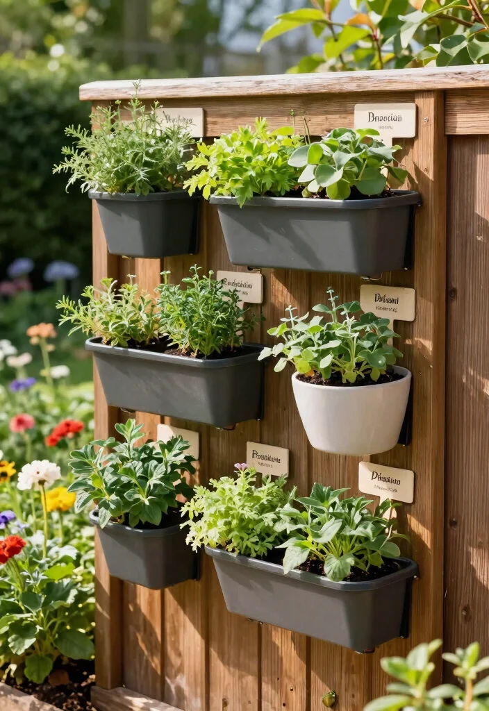 14 Outdoor Fence Decor Ideas That Survive Wind and Rain - 10. Wall-Mounted Herb Garden 1