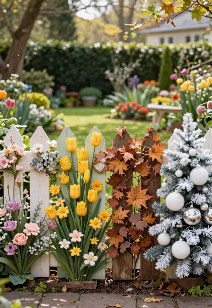 14 Outdoor Fence Decor Ideas That Survive Wind and Rain - 13. Seasonal Decor Changes 1