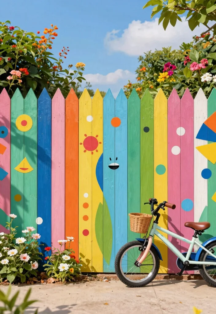 14 Outdoor Fence Decor Ideas That Survive Wind and Rain - 3. Colorful Painted Fence 1