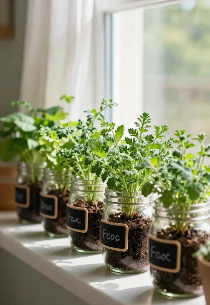 14 Repurposed Planter Ideas From Things You Already Own - 1. Mason Jar Herb Garden 1