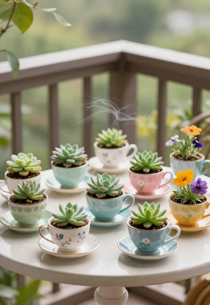 14 Repurposed Planter Ideas From Things You Already Own - 4. Teacup Mini Planters 1