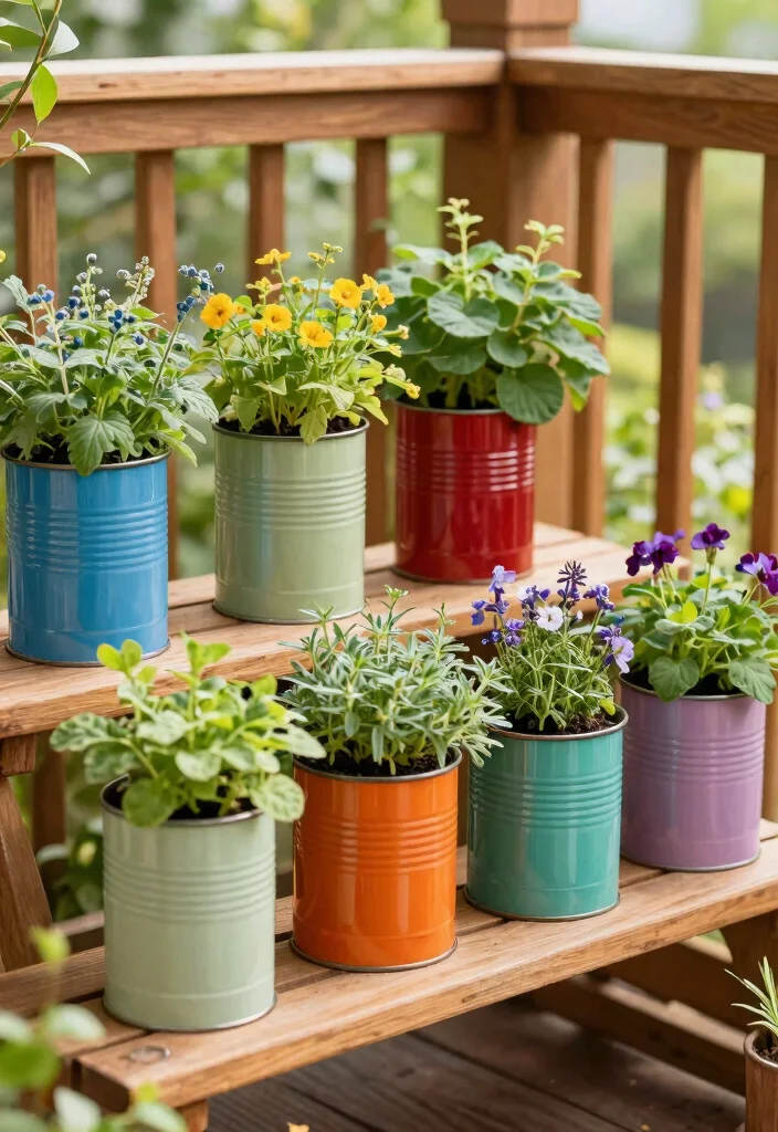 14 Repurposed Planter Ideas From Things You Already Own - 7. Tin Can Planters 1