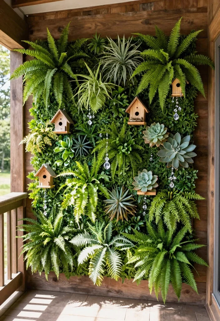 14 Screen Porch Decorating Ideas That Block Bugs and Look Inviting - 4. Incorporating Nature with a Living Wall 1