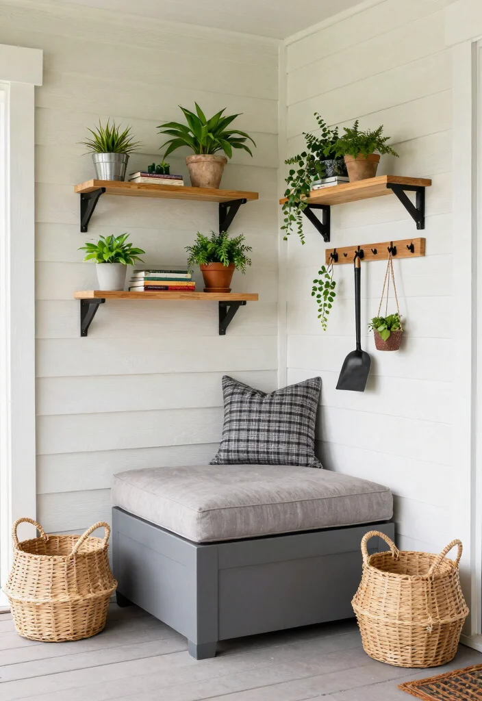 14 Screen Porch Decorating Ideas That Block Bugs and Look Inviting - 8. Functional Storage Solutions 1
