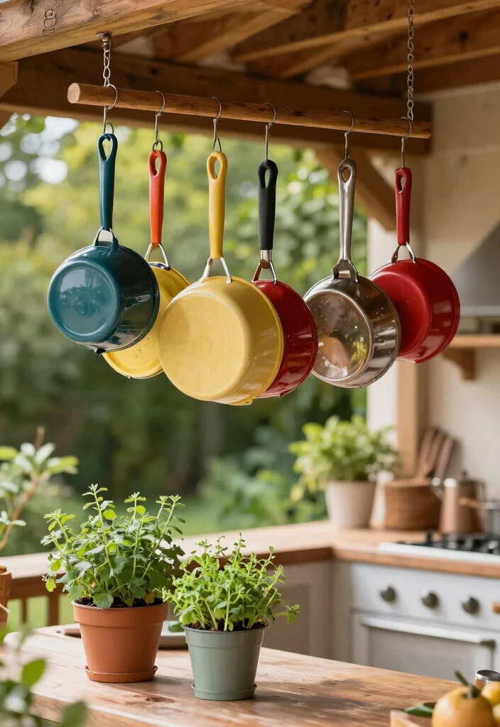 14 Small Outdoor Kitchen Concepts That Don't Require a Full Build-Out - 11. Hanging Pot Rack 1