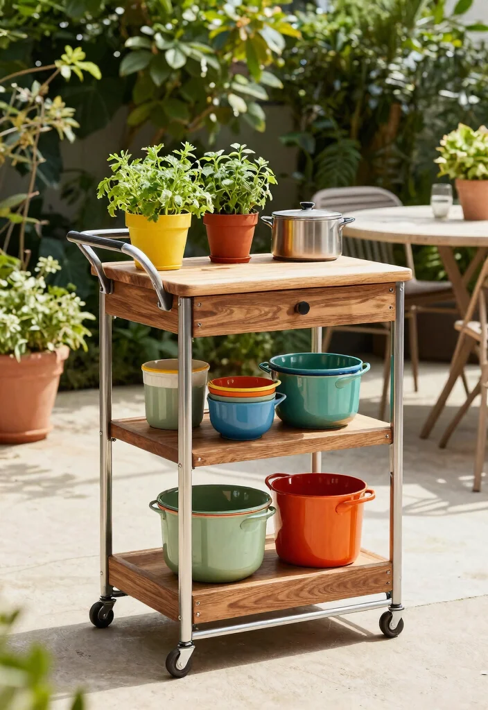 14 Small Outdoor Kitchen Concepts That Don't Require a Full Build-Out - 2. Folding Kitchen Cart 1