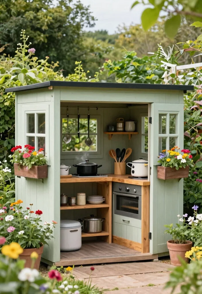 14 Small Outdoor Kitchen Concepts That Don't Require a Full Build-Out - 8. Garden Shed Kitchenette 1