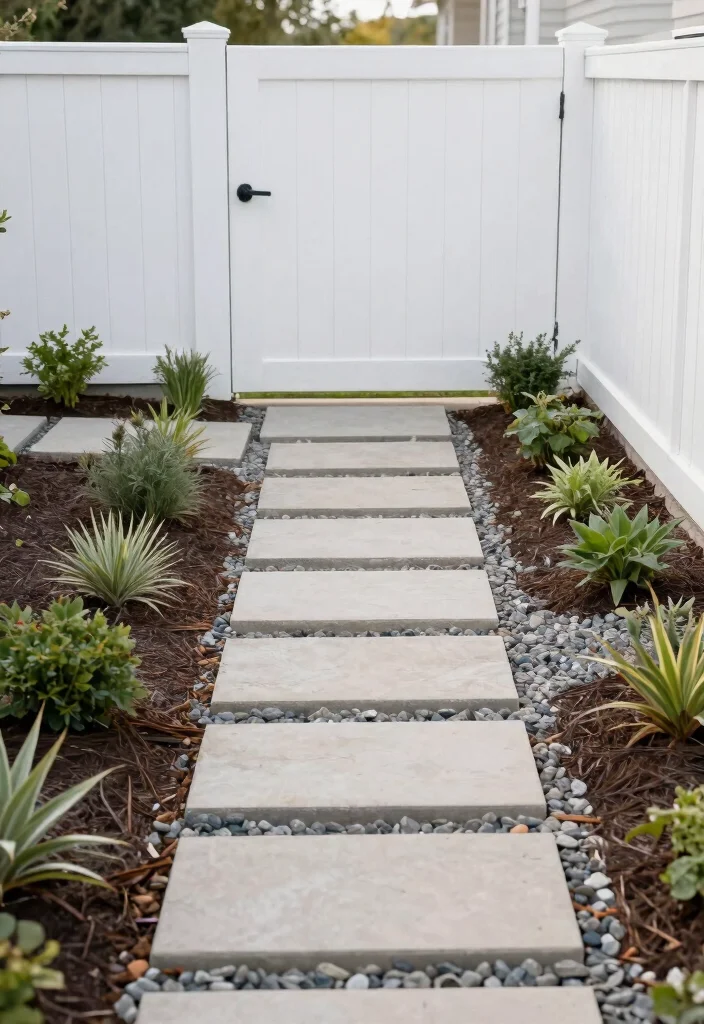 14 White Vinyl Fence Concepts That Stay Clean Without Scrubbing - 13. Keep Pathways Tidy 1
