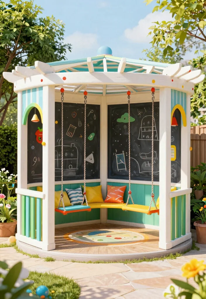 15 Corner Pergola Ideas That Make Use of Wasted Yard Space - 14. Multi-Functional Pergola for Kids 1