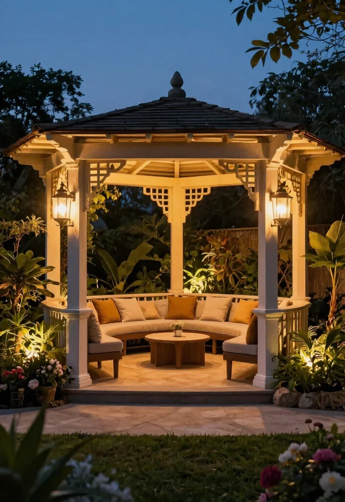 15 Corner Pergola Ideas That Make Use of Wasted Yard Space - 8. Pergola with Integrated Garden Lighting 1