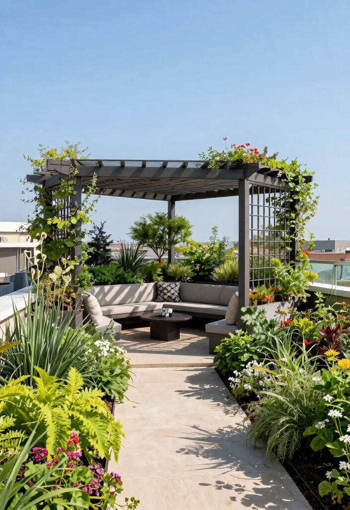 15 Corner Pergola Ideas That Make Use of Wasted Yard Space - 9. Elevated Pergola with a Rooftop Garden 1