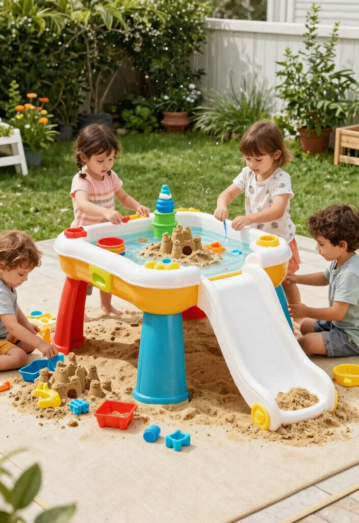 15 Kids Backyard Playground Ideas That Fit Small Yards Safely - 11. Sliding Sand and Water Table 1