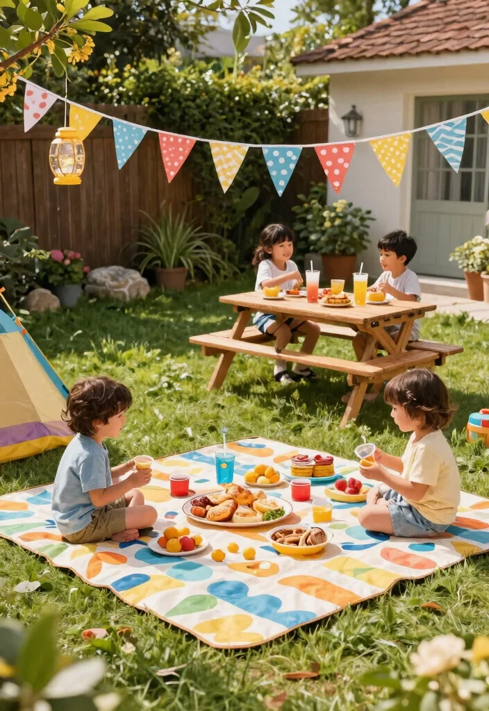 15 Kids Backyard Playground Ideas That Fit Small Yards Safely - 12. Pop-Up Picnic Area 1