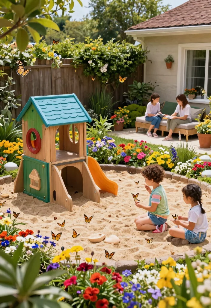 15 Kids Backyard Playground Ideas That Fit Small Yards Safely - 14. Butterfly Garden and Play Area 1