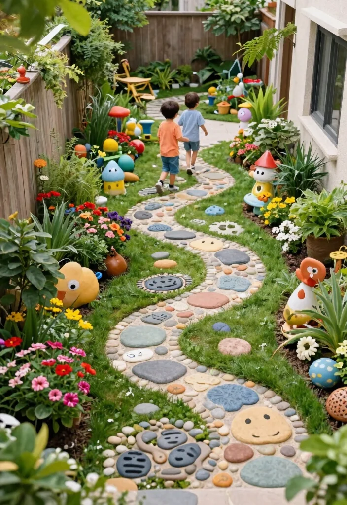 15 Kids Backyard Playground Ideas That Fit Small Yards Safely - 15. Themed Garden Pathways 1