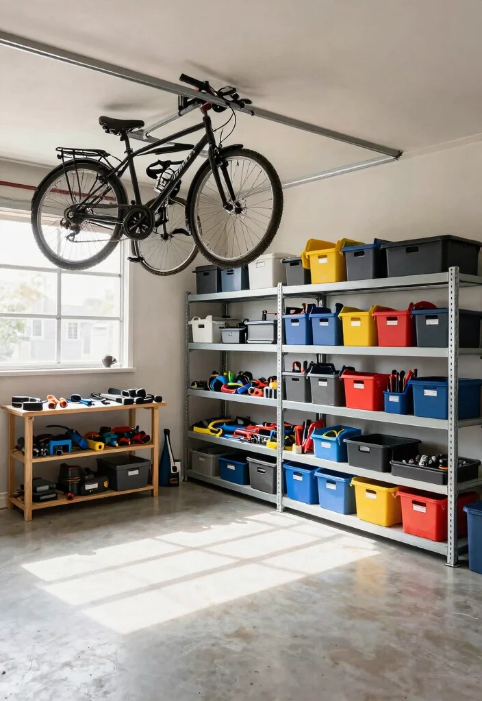 15 Outdoor Gear Storage Ideas That Keep Bikes and Tools Dry - 4. Overhead Storage Shelves 1