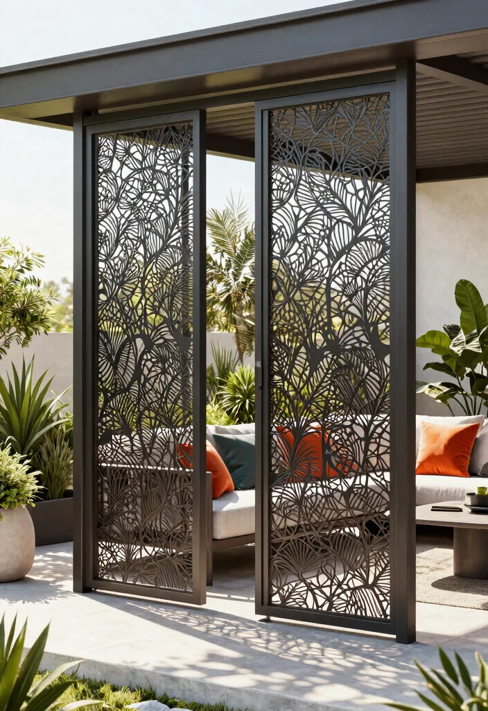 15 Patio Railing Ideas That Add Privacy Without Blocking Light - 11. Decorative Metal Screens 1