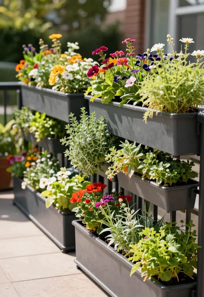 15 Patio Railing Ideas That Add Privacy Without Blocking Light - 13. Vertical Garden Boxes 1