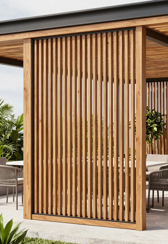 15 Patio Railing Ideas That Add Privacy Without Blocking Light - 7. Wooden Slat Screens 1