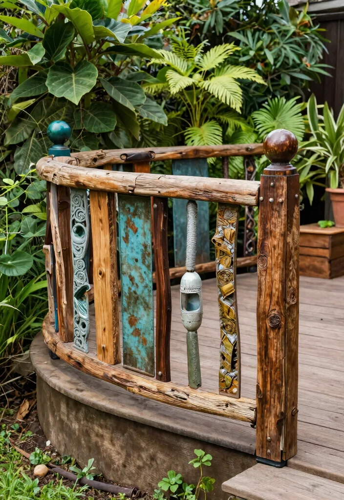 15 Patio Railing Ideas That Add Privacy Without Blocking Light - 9. Recycled Materials 1