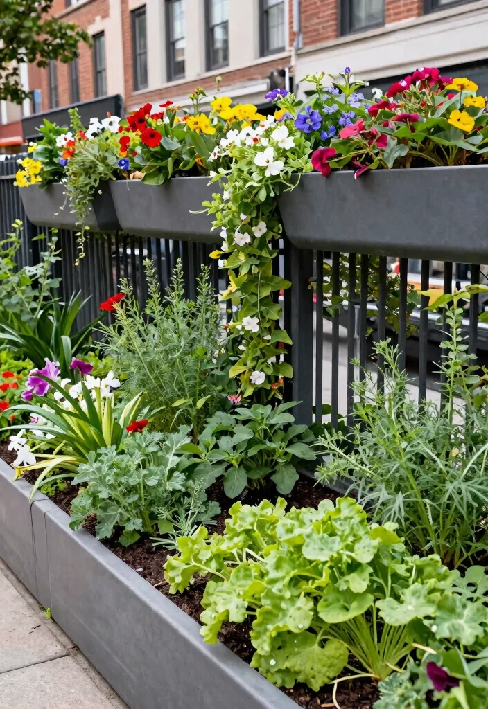 15 Raised Garden Beds With Fence That Keep Out Rabbits and Deer - 11. Fence with In-Built Planters 1