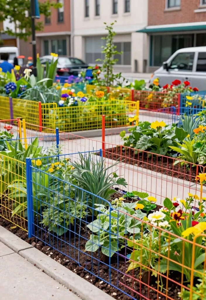 15 Raised Garden Beds With Fence That Keep Out Rabbits and Deer - 15. Colorful Tension Wire Fencing for Raised Beds 1