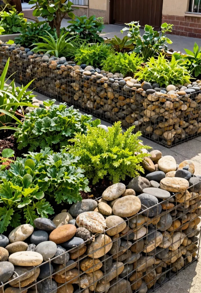 15 Raised Garden Beds With Fence That Keep Out Rabbits and Deer - 4. Decorative Gabion Fencing Around Raised Beds 1