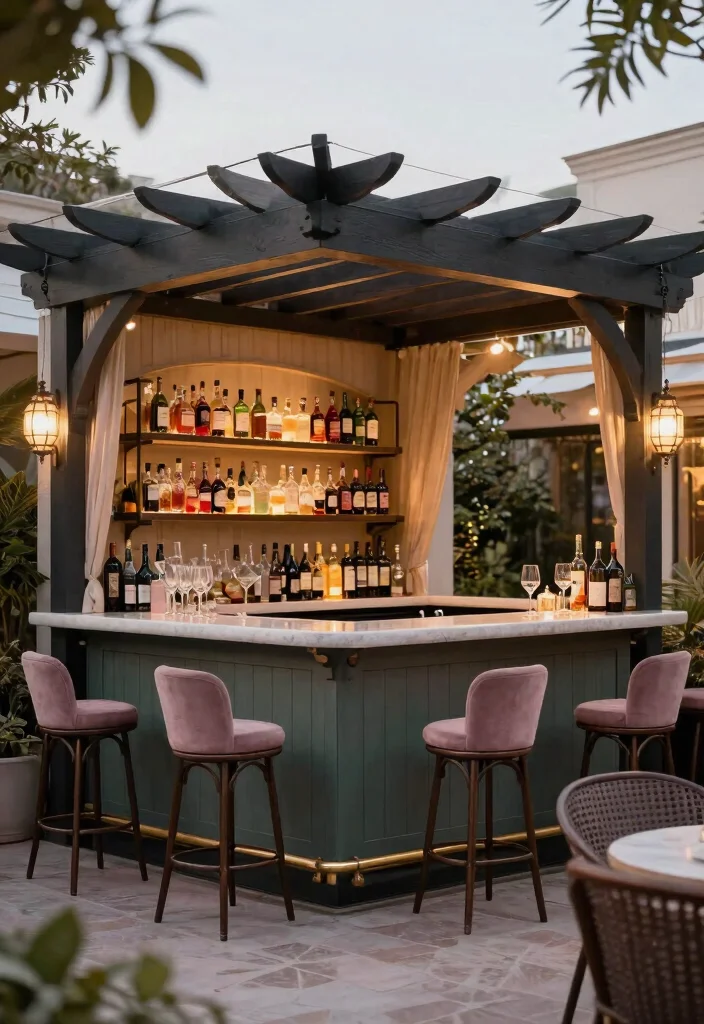 15 Terrasse mit Pergola Ideen für Schatten und Privatsphäre - 12. Pergola with a Mini Bar for Entertaining 1
