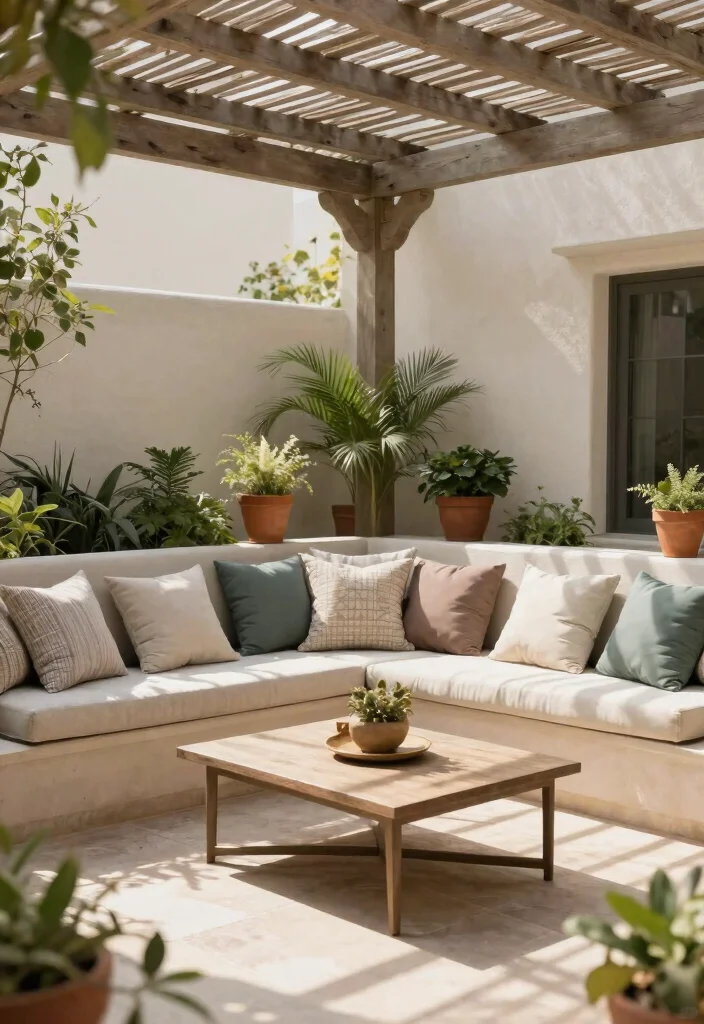 15 Terrasse mit Pergola Ideen für Schatten und Privatsphäre - 6. Pergola with Built-in Seating for Comfort 1