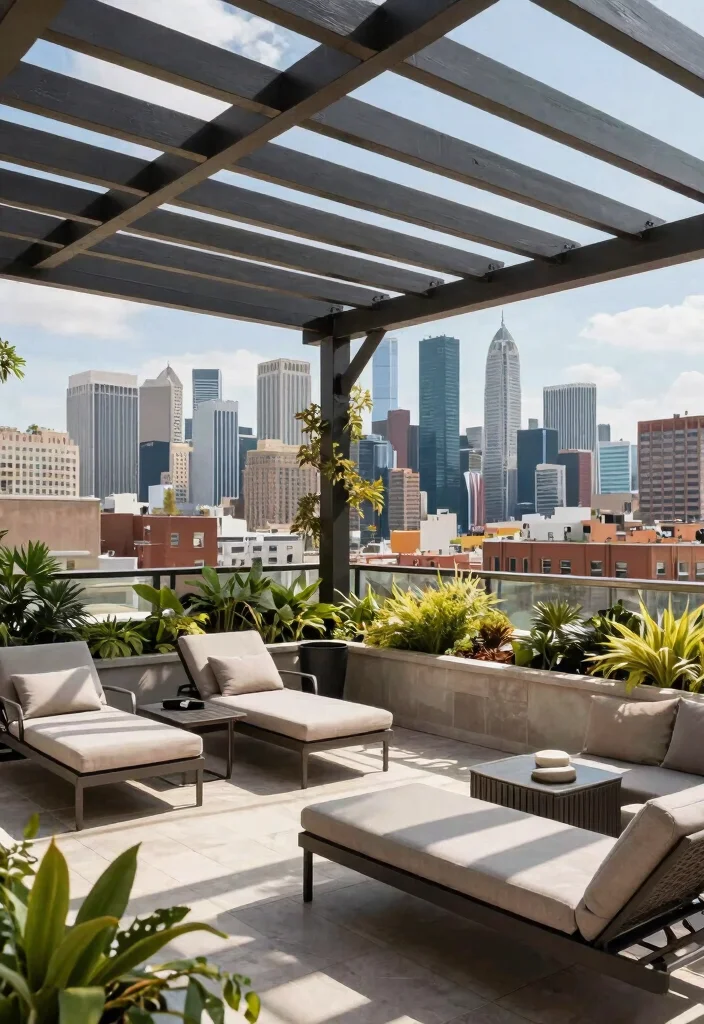15 Terrasse mit Pergola Ideen für Schatten und Privatsphäre - 7. Rooftop Pergola for Skyline Views 1