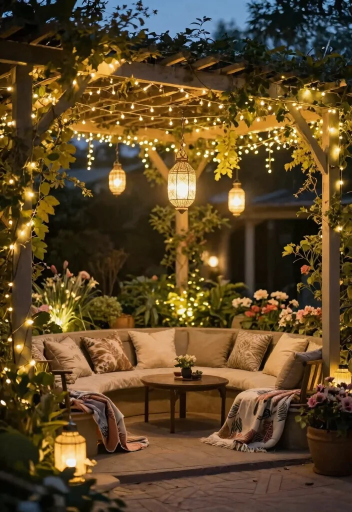 15 Terrasse mit Pergola Ideen für Schatten und Privatsphäre - 8. Pergola with Outdoor Lighting for Evening Use 1