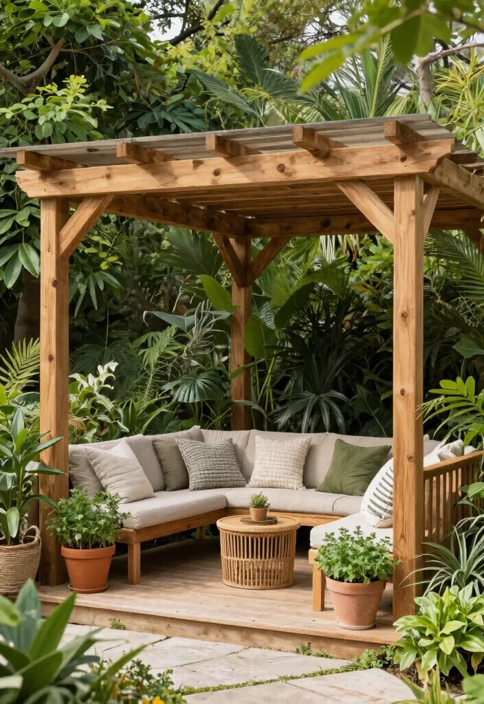 15 Terrasse mit Pergola Ideen für Schatten und Privatsphäre - 9. Eco-Friendly Pergola Using Sustainable Materials 1