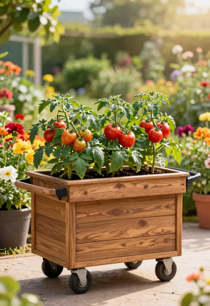 15 Tomato Planter Ideas That Support Heavy Vines Without Tipping - 14. Mobile Planter Carts 1