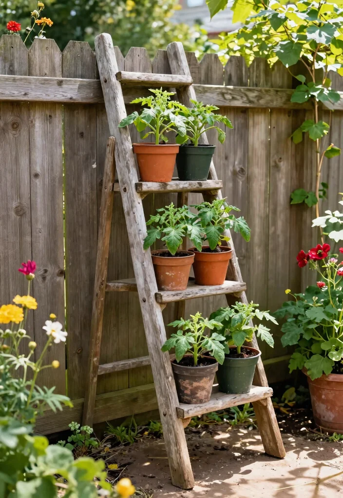 15 Tomato Planter Ideas That Support Heavy Vines Without Tipping - 3. DIY Ladder Planters 1
