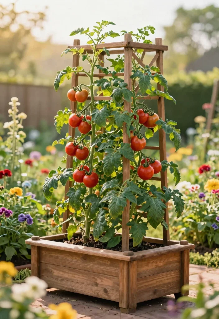 15 Tomato Planter Ideas That Support Heavy Vines Without Tipping - 7. Trellis-Backed Planters 1