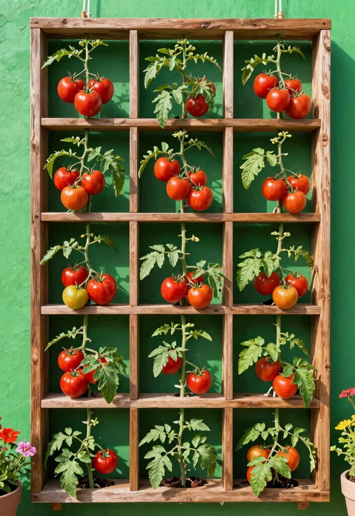 15 Tomato Planter Ideas That Support Heavy Vines Without Tipping - 9. Vertical Grid Planters 1