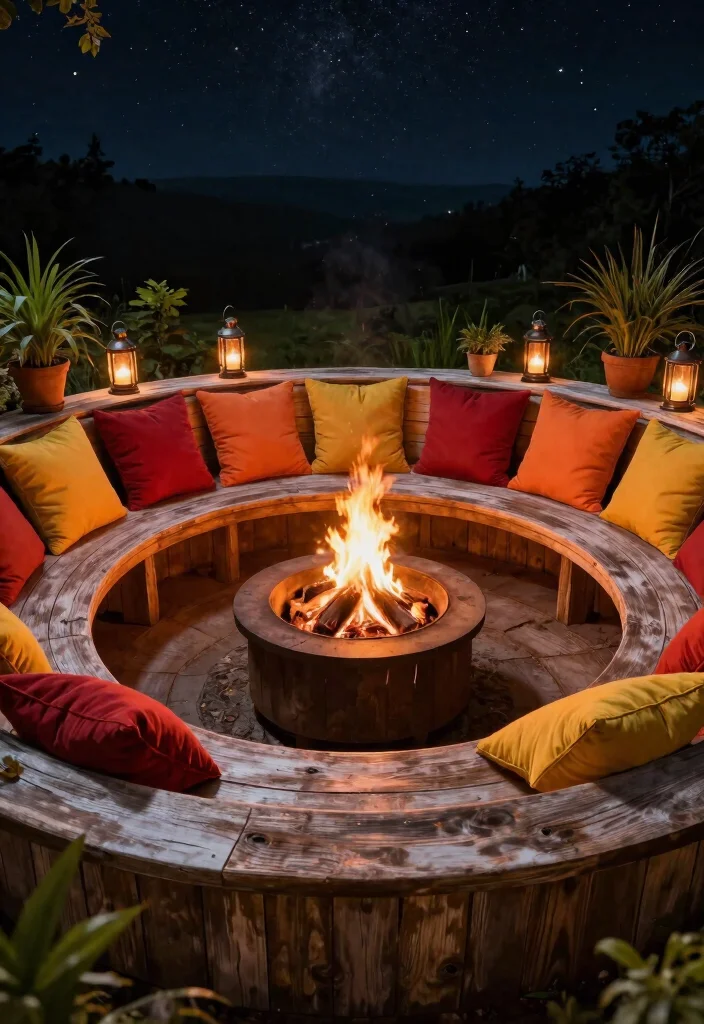 18 Outdoor Fire Pit Seating Inspirations for Small Yards and Tight Budgets - 1. Circular Bench Surround 1