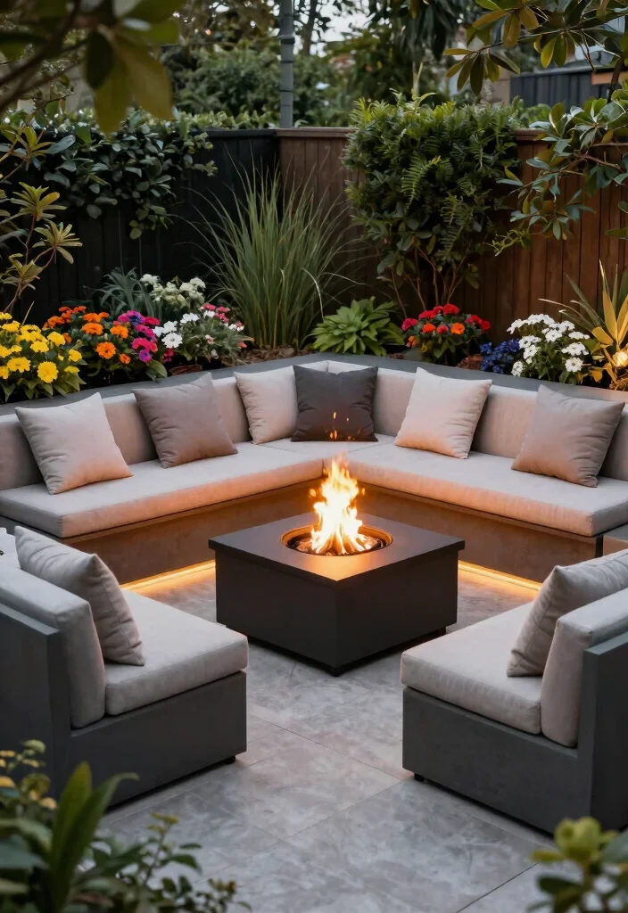 18 Outdoor Fire Pit Seating Inspirations for Small Yards and Tight Budgets - 10. Compact Modular Seating 1