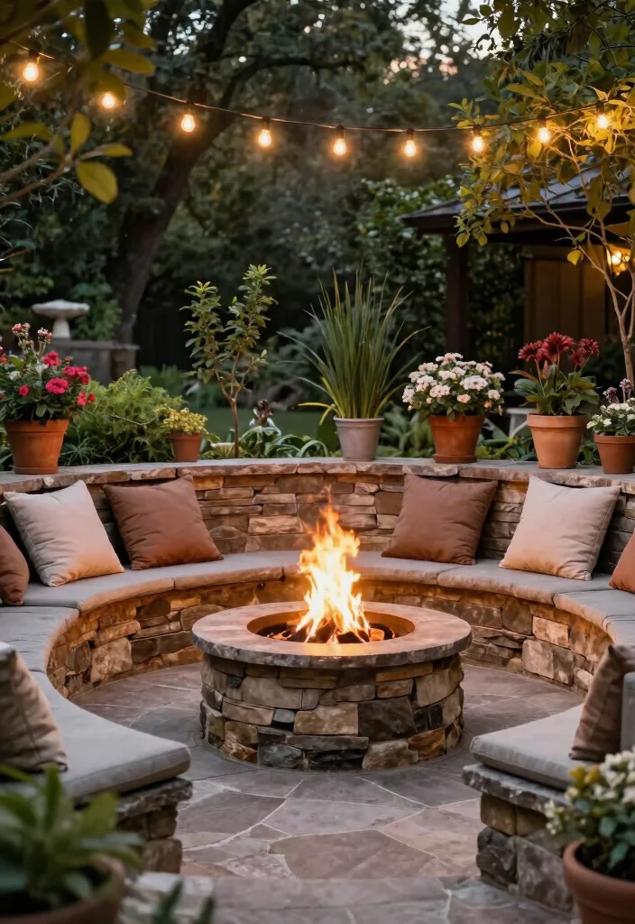 18 Outdoor Fire Pit Seating Inspirations for Small Yards and Tight Budgets - 4. Stone or Brick Seating Walls 1