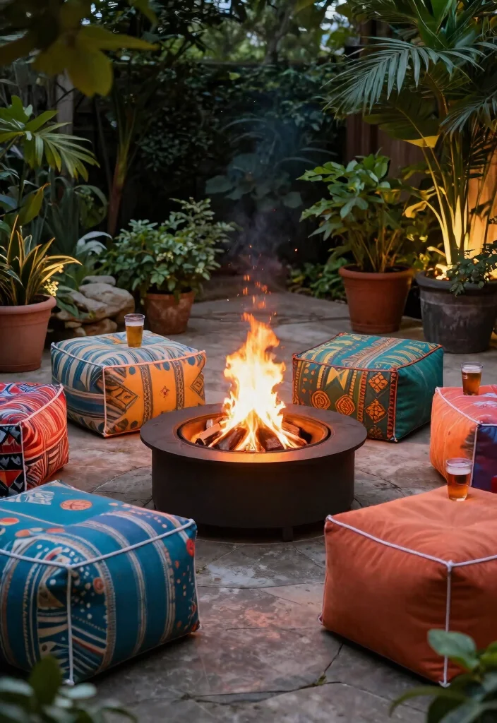 18 Outdoor Fire Pit Seating Inspirations for Small Yards and Tight Budgets - 8. Outdoor Ottomans 1