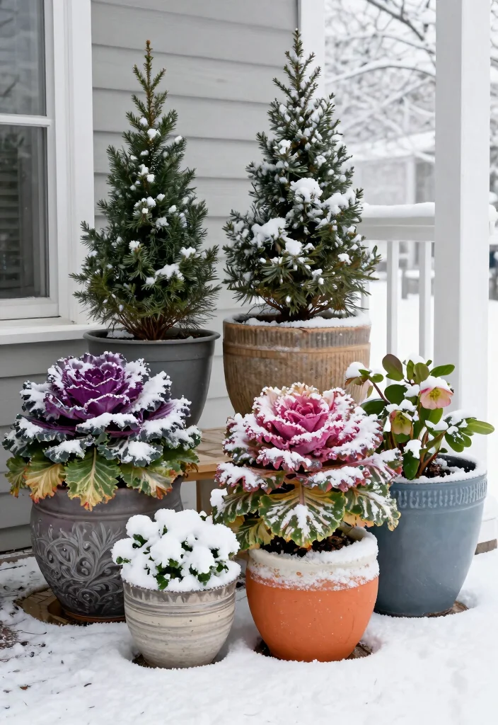 18 Winter Porch Decor Ideas That Survive Snow and Freezing Temps - 6. Snow-Resistant Plants 1
