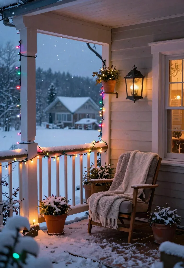 18 Winter Porch Decor Ideas That Survive Snow and Freezing Temps - 7. Colorful Fairy Lights 1